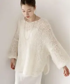 【新品タグ付き】プラージュ イタリアヤーン HANDKNIT モヘアニット　シロ