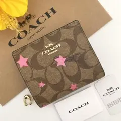 ♩ 新品 COACH コーチ 折り財布 スター 流れ星 レディース