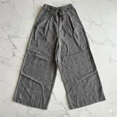 【美品】GRL グレンチェック ウエスリボン ワイドパンツ M ブラウン