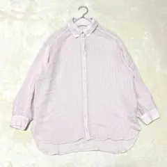 ニ*コ様 【美品】GU シアーストライプオーバーサイズシャツ ピンク　S