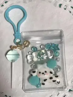 キャンディーバッグキーホルダー いぬ 水色系