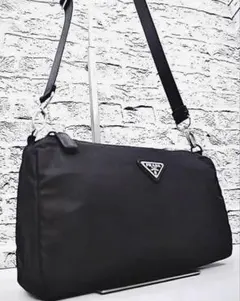 美品◆ PRADA プラダ ナイロン ショルダー カメラ バッグ ポーチ 黒 ◆