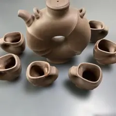 陶器製 中国茶器 急須と茶碗セット