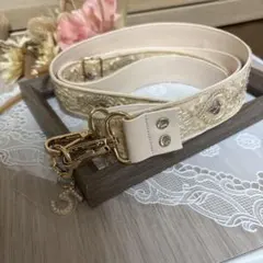 スマホショルダーストラップ　インド刺繍リボン　合皮　ホルダー金具付き