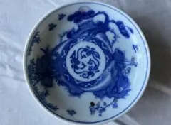 江戸後期 古伊万里 染付 松梅草花 小皿 12cm 肥前有田