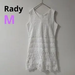 【Rady】レース ノースリーブ トップス チュニック　ワンピース　ホワイト　M