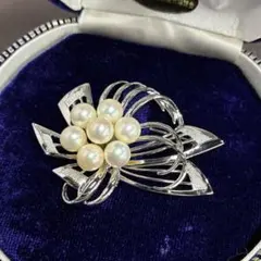 【美品】パールブローチ SILVER刻印 12g 6.5mm~