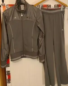 adidas ジャージ上下セット グレーL リサイクル品