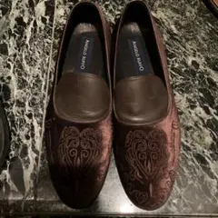 ANGELO RUFFO 刺繍入りブラウンローファー
