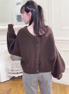 GRL グレイル　前後2Wayボリュームスリーブニットトップス　グレー