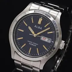稼働 セイコー アルバ 7N43-0BA0 OZ ブルー文字盤 メンズ腕時計