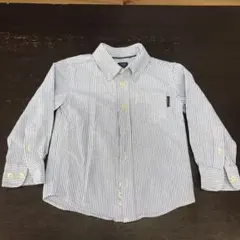 ★長袖　シャツ　110サイズ　　水色ストライプ
