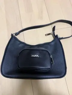 x-girl ブラックレザー ショルダーバッグ