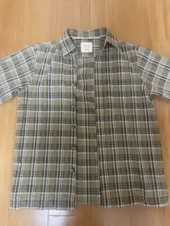 L.L.Bean 半袖チェックシャツ オリーブグリーン系