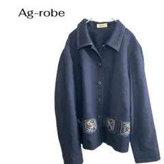 Ag-robe ジャケット カジュアル 薄手アウター　個性的ウール100