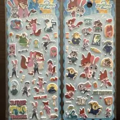 《ラスト》　ズートピア2 キャラクター　ぷっくりシール　ステッカー　2枚セット