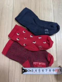 プチバトー、ベビー靴下 3足セット