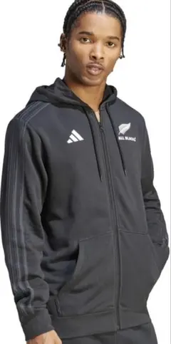 【新品未使用】アディダス　オールブラックスフルジップパーカー　フーディー 2XL