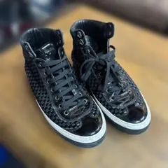 Jimmy Choo ブラック編み込みハイカットスニーカー