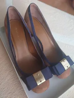 SIR WALTER FIELDS ネイビー ブラウン パンプス