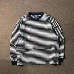 UNIQLO ボーダー リンガーロンT カットソー ネイビー ホワイト L 長袖