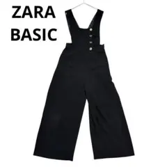 ZARA BASIC 876 サロペット オールインワン 黒 S ワイドパンツ