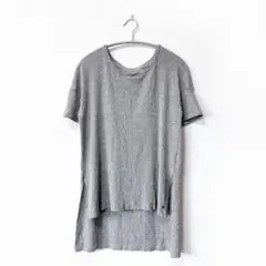 アメリカンイーグル【M】Tシャツ グレー 半袖 ロング丈 後ろ下がり レディース