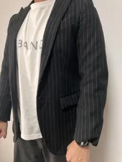 エディフィス ストライプ ジャケット黒38