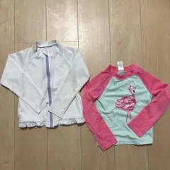 フラミンゴプリント ラッシュガード 2点セット