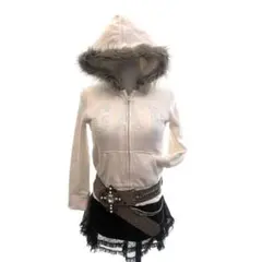 00s archive GAP fur zip hoodie white y2k