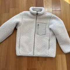ユニクロ　キッズ　130 防風　フリースジャケット ホワイト ボアジャケット