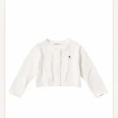 ファミリア カーディガン 90 ホワイト　UV 紫外線　白　刺繍　さくらんぼ