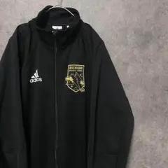 アディダス　トラックジャケット　チームロゴ　黒　メンズM 古着　スリーライン