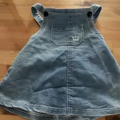 デニムブルー ジャンバースカート 王冠刺繍