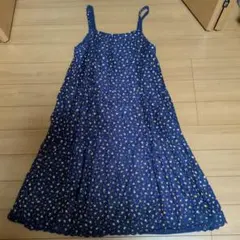 earth music＆ecologyネイビー花柄ノースリーブワンピース