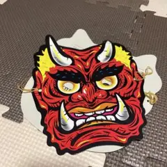 赤い鬼の顔の紙製お面2点セット
