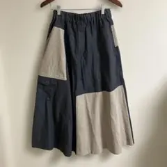 パッチワークデザインロングスカート