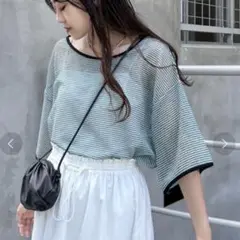 CIAOPANIC TYPY　シアー レース ボーダー リンガー TEE