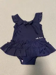 ミキハウス 水着 女の子用 70 ネイビー リボン＆フリル