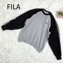フィラ トレーナー スウェット【L】日本製 ラグラン 刺繍ロゴ ロゴライン