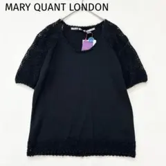 【マリークワント】半袖カットソー　M　新品　ウール・モヘヤ混　レース編み　黒のサムネイル