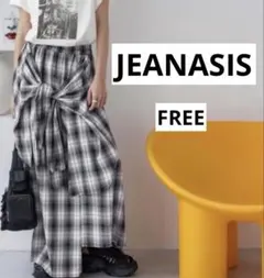 ジーナシス☆ シャツライクアシメチェックロングスカート☆FREEのサムネイル