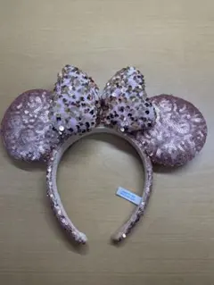 ピンク スパンコール ミッキー耳カチューシャ