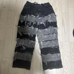 フリンジデザインデニムパンツ Lサイズ