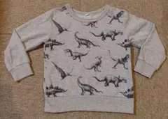 恐竜柄 グレー 長袖カットソー 120cm 薄手トレーナー