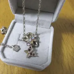 ANNA SUI蝶モチーフ シルバーネックレス 紫色ストーン