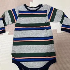 ロンパース サイズ70 グレー・ストライプ