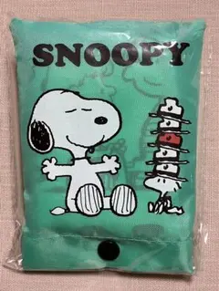 スヌーピー ポーチ付きエコバッグ 緑色