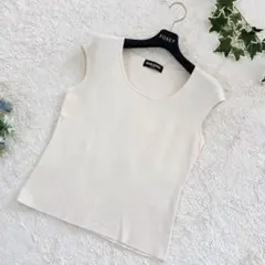 ヒロココシノ シルク混 フレンチスリーブ ニット アイボリー 40 Lのサムネイル