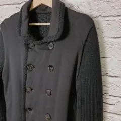美品■giuliano Fujiwara 中綿 ニットコート ブラック　伊製